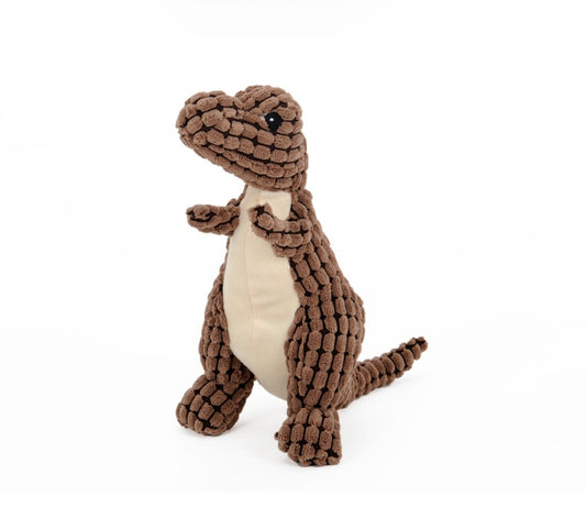 Plush dinosaur toy on a white background